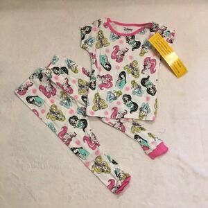 Disney Pajama Set Girls 2T White New Princess Snug‎ Fit Cotton Sleepwear